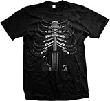 Cool Music T Shirt Amped Up Guitar Rib Cage Mens Tee S-5XL