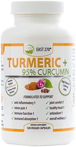 Turmeric Plus, 1500mg - with BioPerine® Black Pepper Extract for Advanced Absorption - Made in USA - 120 Veggie Capsules, Arthritic Relief, Joint Comfort, Pain Relief, Anti Aging Supplement.