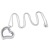 Living Memory Floating Charm Heart Glass Locket Silver Pendant and Necklaces 20 Inches 1 Pcs