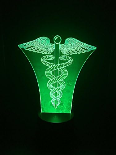 Naveed Arts - 3D Illusion LED lamp - Caduceus with IR Remote and USB Cable - 7 Colour Changing for Decoration/Gift - TL033 - Factory Outlet