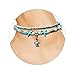 CrazyPiercing Boho Anklet Bracelet, Blue Starfish Ankle Multilayer Beach Foot Chain with Turtle Charm Anklet for Women and Girls