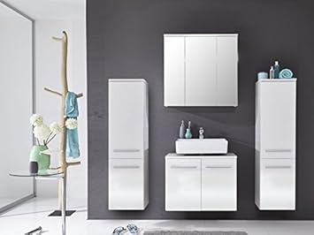 Badezimmer Badmobel Set Xara 4 Teilig Hangend Weiss Glanzend 180 X 190 Cm Amazon De Kuche Haushalt