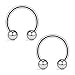 Ruifan 12PCS Assorted Colors Surgical Steel CBR Non-Piercing Fake Nose Septum Horseshoe Earring Eyebrow Tongue Lip Piercing Ring with 5mm Balls 14G 14mm