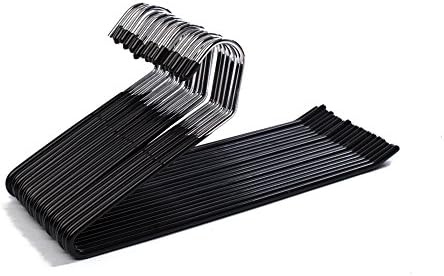 CHICAGOAN Metal Slacks Pants Hangers, Trousers Jean Hangers, Open Ended Pants Hangers,Easy Slide Organizers with Chrome and Black Rubber Paint Non Slip Design,20-Pack