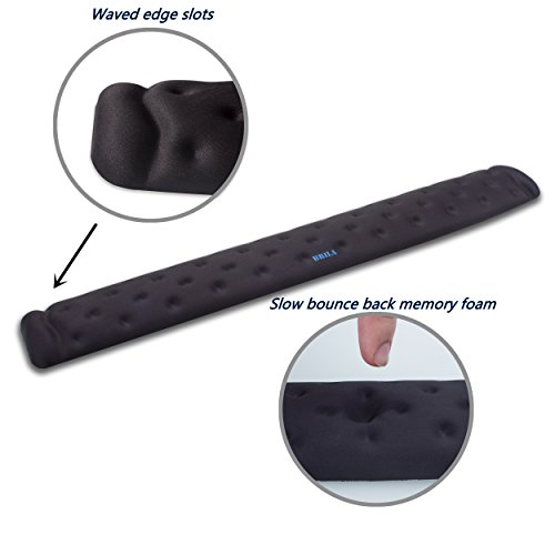 BRILA Memory Foam Mouse & Keyboard Wrist Rest Support Pad Cushion Set for Computer, Laptop, Office Work, PC Gaming - Massage Holes Design - Easy Typing Wrist Pain Reliev (Black Keyboard Wrist Rest)