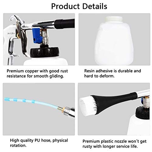 bopopo High Pressure Car Cleaning Gun, Car Interior Care Gun, Jet Power Washer,Automotive Air Pulse Wash Kit - Car Cleaning Foam Gun with 1L Bottle, Spray Nozzle Car Wash Gun Foam Lance(US Edition) - Thumbnail 7