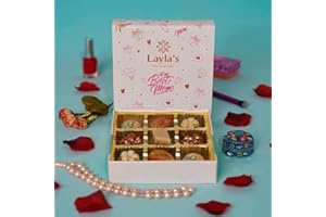 LAYLA'S DELICACIES Layla’s Delicacies Mediterranean Treats Gift Box for Mother's Day - Handmade Healthy Mixed Nutty Flavors Pastries - Halal, Vegetarian, Gluten Free - 9 Bite-Size Treats