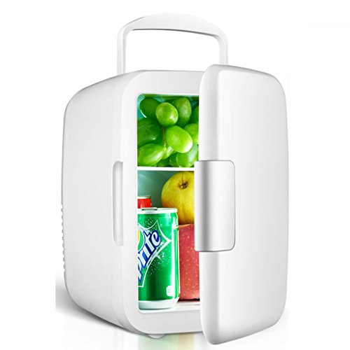 Click Here to See More Images Car Refrigerator Jadeking@ 4L, Mini Fridge Car Dual-use Hot And Cold Dual Use 220V AC / 12V DC (Color : White)