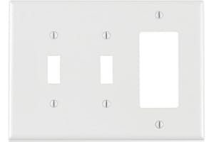 Leviton PJ226-W 3-Gang 2-Toggle 1-Decora/GFCI Combination Wallplate, Midway Size (White)