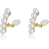 Moepapa Pearl Clip On Earrings Non Pierced Clip Earrings Cuff Jewelry For Women