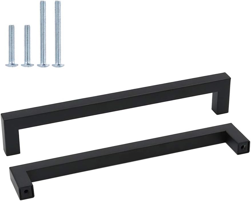 Goldenwarm 10 Pack Black Kitchen Handles Hole Centres 192mm Black Drawer Handles Cabinet Hardware