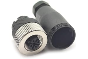 FOWIUNYE M12 4 Pin Female Connector, 12mm D Code Industrial Circular Connector IP67 Unshiled Straight Type Adapter Field Assembly Wireable Sensor 250V 4A AC/DC Connector for PG7