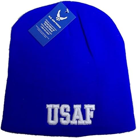 USA Air Force 8" USAF Officially Licensed Blue Embroidered Beanie Hat Cap Skull us Air Force (Blue)