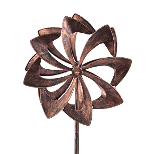 WinWindSpinner 16 Inch Diameter Wind Spinner - Bronze Kinetic Garden Windspinner - Decorative Lawn Ornament Wind Mill - Unique Outdoor Lawn and Garden DÃ©cor