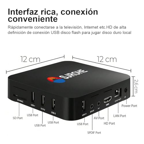 BJLBOJEY TV Box,Android TV Box con 4GB RAM 32GB ROM, TV Box 4K con Android 13.0, 2.4/5G Doble WiFi,HDR10+,Control Remoto IR
