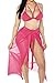 Kisscynest Women's 3 Piece High Waisted Halter Bikini Swimsuit Cover Ups Set Rose Red XL