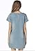 LUNAJANY Women's Pearl Details Short Sleeve Zip Back Plus size Shift Denim Dress
