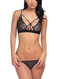 Avidlove Women's Sexy Bralette Bra and Panty Babydoll Halter Lace Lingerie Set
