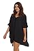 HIMONE Women's Solid Oversized Beach Cover Up, Black, One Size