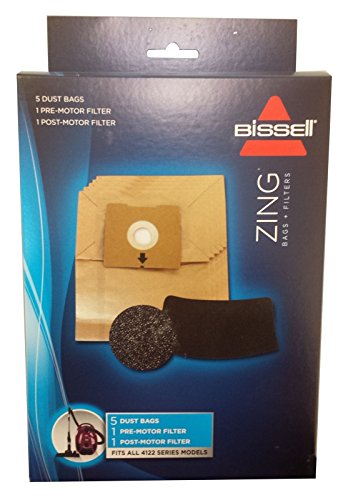 (5) Bissell Zing Cannister Vacuum Bags and (2) Filters Kit 4122 Series