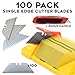 Fixson Utility Knifes Replacement Blades, (100 Pack) Spare Blade Pack with Utility Knife Included.