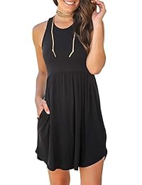 Vestido corto sin mangas para dama, manga larga, liso, casual, con bolsillos
