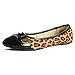 Alpine Swiss Daphne Womens Black Cheetah Print Gold Buckle Cap Toe Flats 7 M US