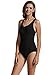 zeraca Women's Sport Racerback One Piece Swimsuits (M10, Black)