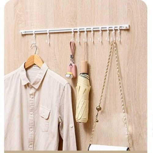 MAKINGTEC Self Adhesive Ceiling Or Wall Curtain Track No Drill Curtain Rod 3M, No Damage Curtain Track Hangers, Adhesive Curtain Rod For Windows Cabinet Closet Bathroom Shower Curtain