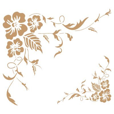 TODO-STENCIL Stencil Deco Borders 028 Roses Corner. Stencil size: 20x20 cm (7,9x7,9 in). Design size: 14,9x12,9 cm (5,9x5,1 in)
