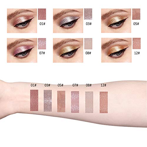 Coosa 6 Colors Glitter Liquid Eyeliner Metallic Shimmer Eyeliners Waterproof Lasting Sparkling Colorful Eyeliner Eye Shadow