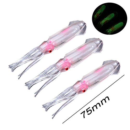 DAOUD 20pcs/lot 7.5cm Octopus Lures Glow in Dark Luminous Bulb Squid Skirts Soft Trolling Lures Bait Fishing Tackle Saltwater