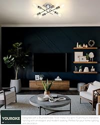 Youroke 6-Light Semi Flush Mount Ceiling Light