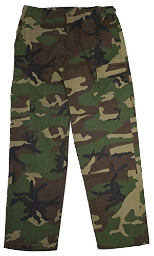 Mafoose Surplus Paratrooper Cargo Fatigue Pants, Woodland Camo L