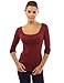 Patty Women's Boutik Scoop Neck Ruched Gathered Raglan Long Sleeve Blouse