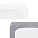 TILLYOU 2 Pack Fitted Crib Sheet Set - 100% Solid Standard Natural Cotton Toddler Bed Mattress Sheets,Standard 28”x 52”, White&Charcoal Gray