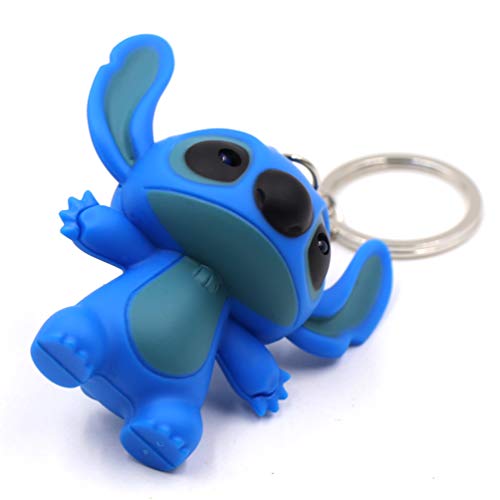 Ireav 2pcs Stitch Cartoon Modeling Keychain,LED Flashlight Key Chain,Glowing Key Ring,Bag Pendant