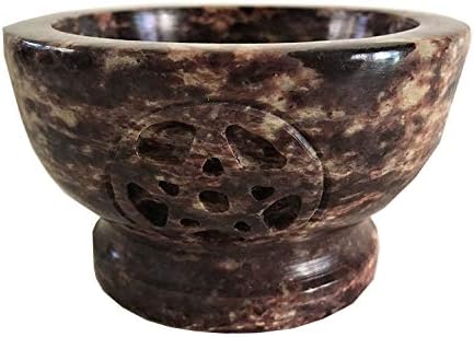 NAI Soapstone Incense Burner Bowl/Smudge Pot/Wicca Ritual Offering Bowl 4" W x 3" H SOB13