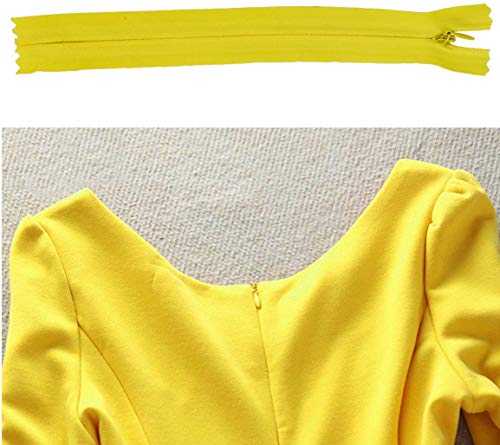 Yzsfirm 10 Pcs 24 Inch Real Silk Sewing Invisible Zipper,Yellow Coil Closed Zippers for Tailor Crafts