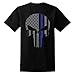 GunShowTees Men's Blue Lives Matter/Skull American Flag Thin Blue Line Shirt, Medium, Black