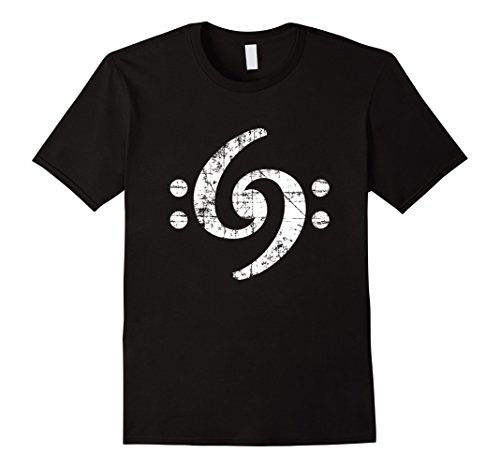 Mens Double Bass Clef T-Shirts for Bassists Large Black