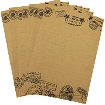 Eternityfing Large Vintage Kraft Postmark Style Lined Writing Paper Stationary Paper Sets-48 Sheets