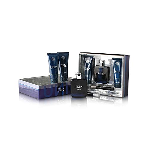 New Brand Unic for Men - 4 Pc Gift Set 3.3oz EDT Spray, 4.3oz Shower Gel, 4.3oz…