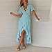 Women’s Warp Tie Split Dress – Ladies Summer Irregular High Low Hem Maxi Dresses – V Neck Ruffle Vacation Dressthumb 1