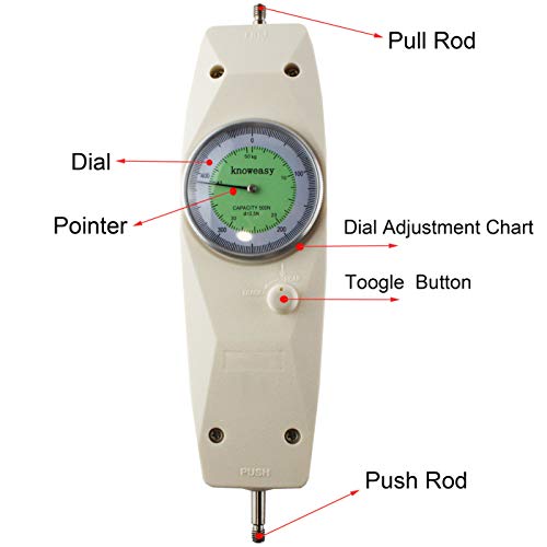 Force Gauge,Knoweasy NK200 Mechanical Analog Push Pull Gauge Thrust