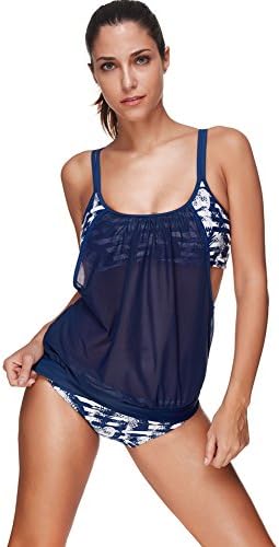 Women Tribal Printed Tankini With Boyshort Bikini Set Size M