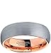 Tungsten Wedding Band Ring 7mm Men Women Comfort Fit 18k Rose Gold Plated Grey Dome Brushed Size 11.5