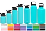 Simple Modern 10 oz Summit Water Bottle - Stainless Steel Hydro Kids Flask +2 Lids - Wide Mouth Double Wall Vacuum Insulated Reusable Caribbean Small Metal Coffee Leakproof Thermos - Teal