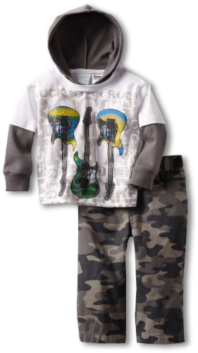 Rock Baby Clothes for Boys - Guitar Hoodie and Camo Pants