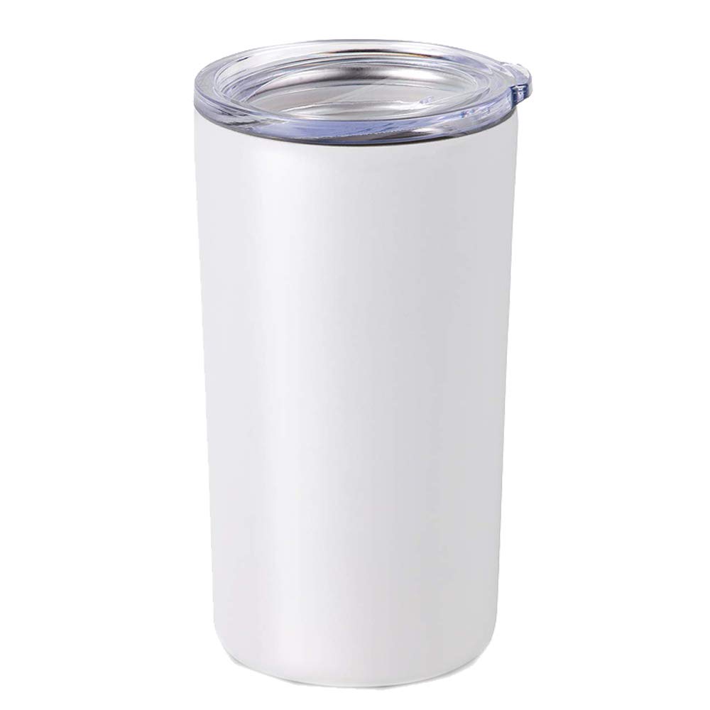 Gteller Double Wall 18/8 Stainless Steel Vacuum Slim Skinny Tumbler with Straw and lid, Insulated Travel Mug Keeping Beverage Cold and Warm (White, 12oz) — image 1